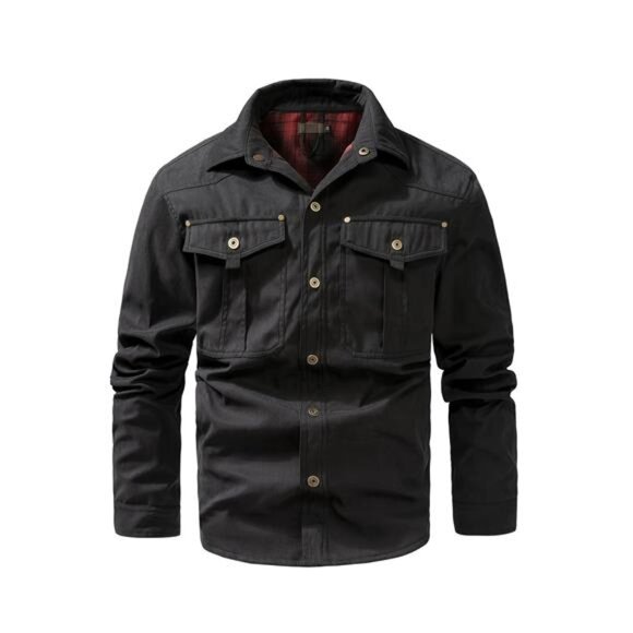 NWT Men's Black Flannel Lined Shirt Jacket Shacket | Quilted Workwear - Picture 3 of 6